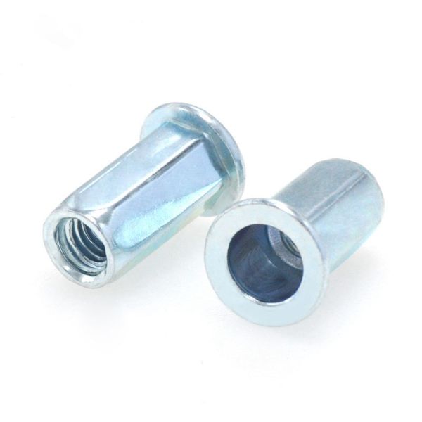 Flat Head Full Hex Rolling Stock Rivet Nut Steel Material Zinc Plated Finish