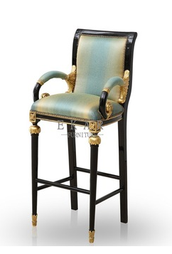 Luxury Classic Wood Stool Leather Antique Bar High Chair
