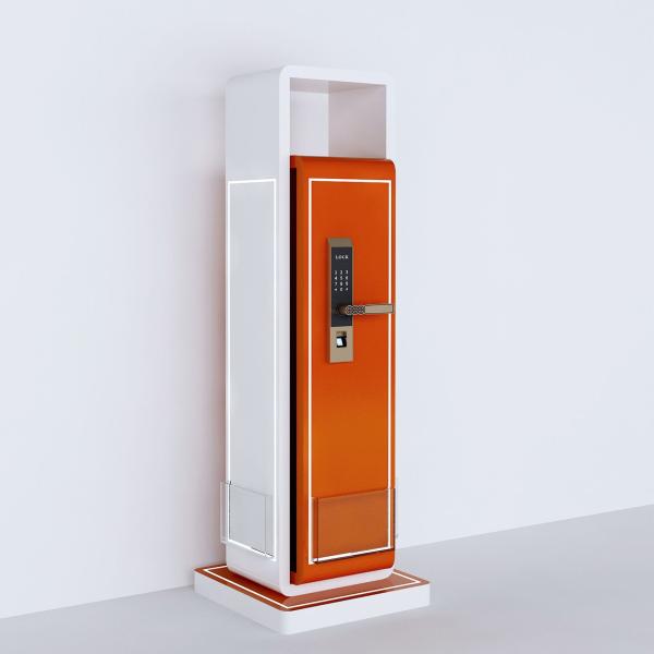 Luxury Led Light Wooden Door Lock Display Stand / Retail Wall Fixtures Paint Spraying