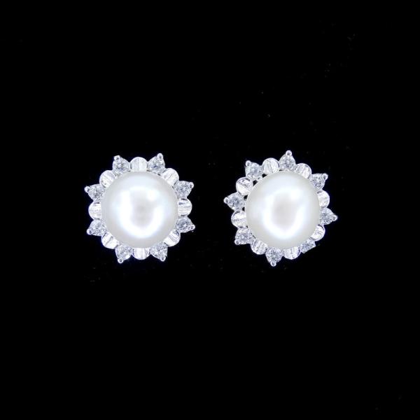 Os brincos de água doce chapeados da pérola do ródio personalizaram a joia 925 de prata