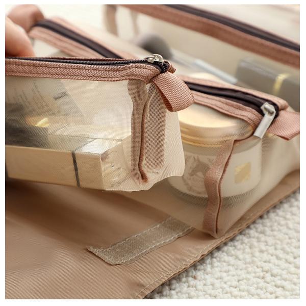 Brushes Lipstick Storage Cosmetic Bag Organizer Travel Nylon Mesh Toiletry Bag