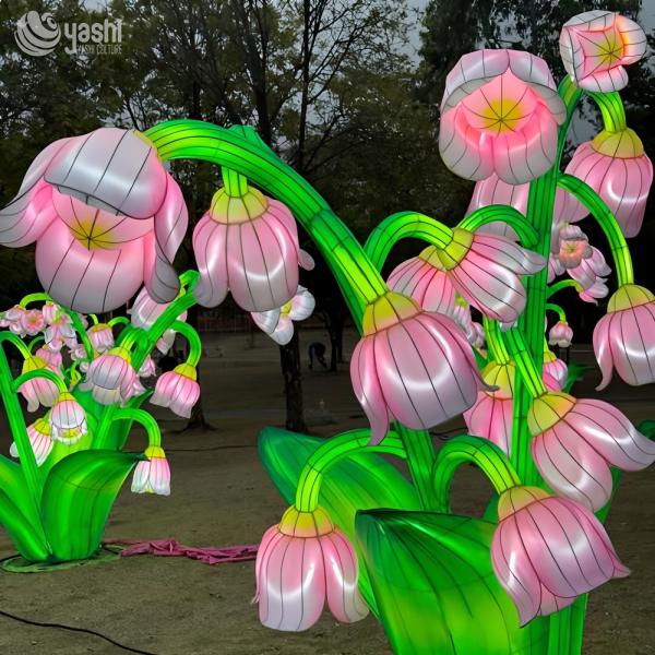 Chinese Peony Sculpture Zigong Lantern For Outdoor Party Decoration