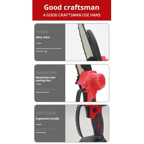 Scie à chaîne à batterie au lithium à haute puissance moteur à noyau de cuivre tranchant résistant à l'usure