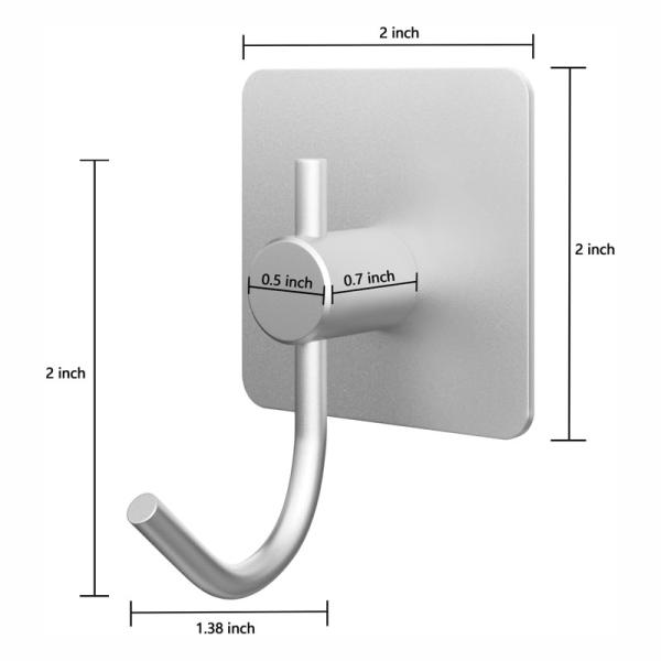 Waterproof Adhesive Wall Hooks Aluminum Towel Hooks for Kitchen and Bathroom