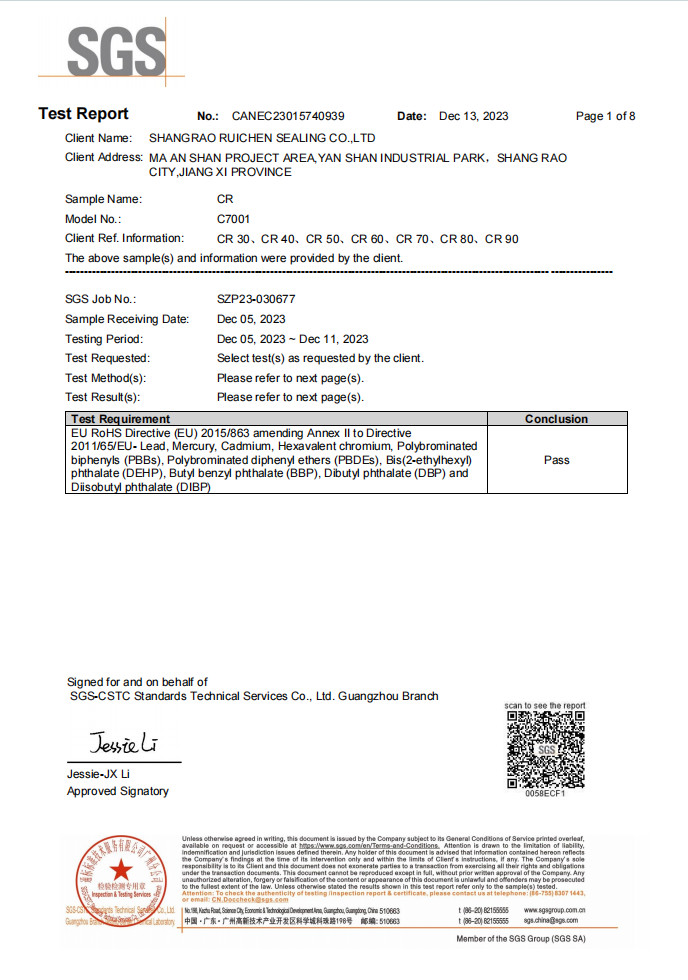 Dongguan Ruichen Sealing Co., Ltd. Сертификации