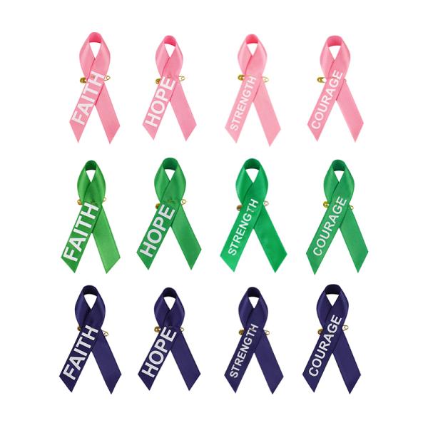 Breast Cancer Awareness Ribbon Bow Handmade Satin Ribbon with Custom Logo Ink Printing