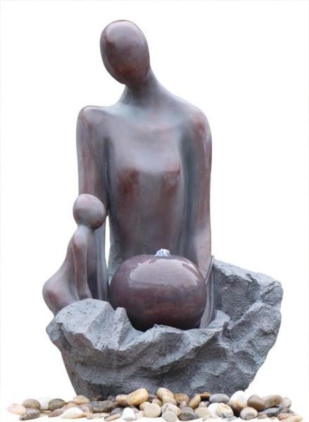 Fiberglass Polyresin Kid And Mother Copper Water Fountains For Home & Garden