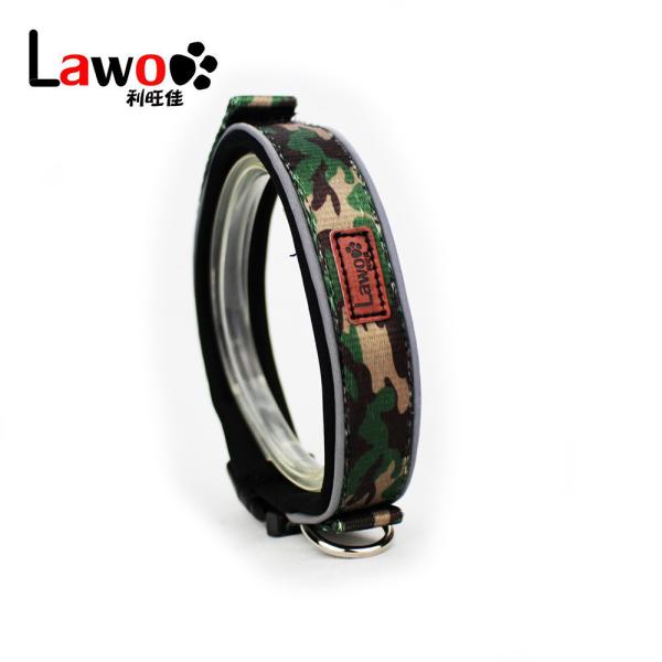 Camouflage Pattern Nylon Material Adjustable Dog Collar With Reflector