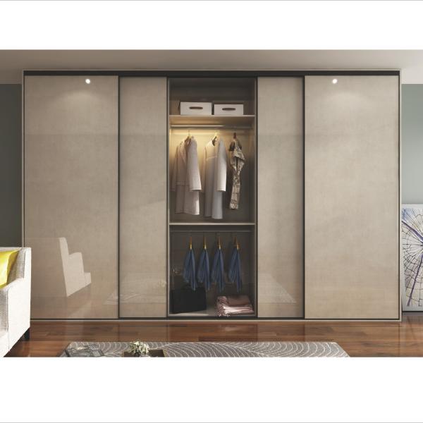 Modern Lacquer Wardrobe Storage Cabinet Fitted Sliding Door Wardrobe Bedroom High Gloss