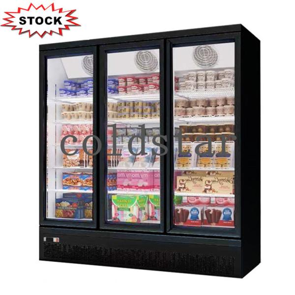 Commercial Freezer 3 Glass Doors Auto Defrost Ice Cream Upright Display Fridge Freezer