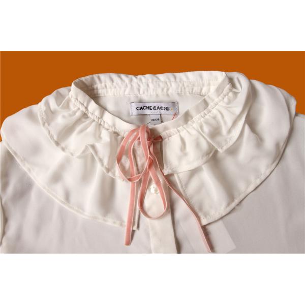 Casual White Princess Collar Shirt 100% Polyester With Cute Bandage