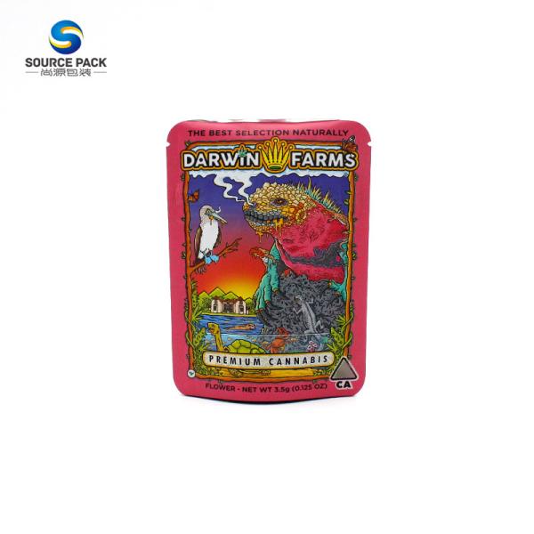 Child Resistant Customizable Weed Packaging Bag 3.5g Mylar Stand Up Pouch