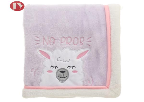 Super Soft Thick Baby Blanket , Short Plush Two Layer Blanket Lovely Cartoon Embroidery