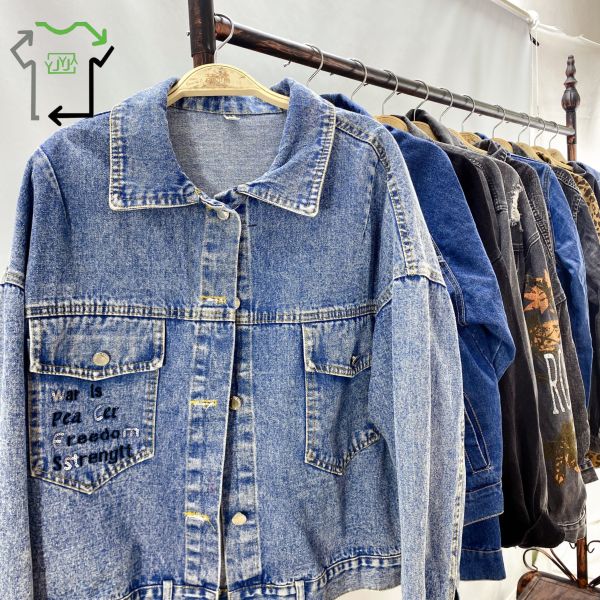 Slim Fit Second Hand Denim Jacket Shirt Mixed Size Fashionable Outerwear Used Clothing
