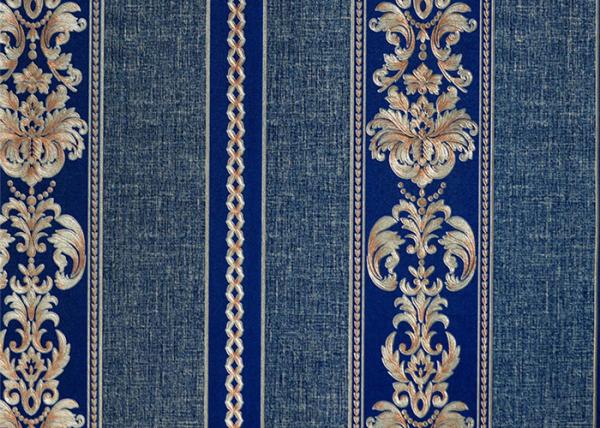 Economical Concise European Style Wallpaper , Striped Damask Embossed Wall Covering