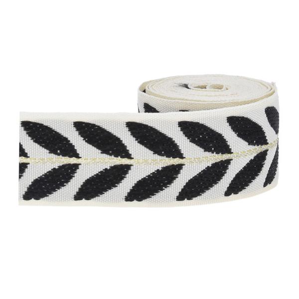 25mm*2y Jacquard Leaf Ribbon Eco Friendly Christmas Ribbon Wired