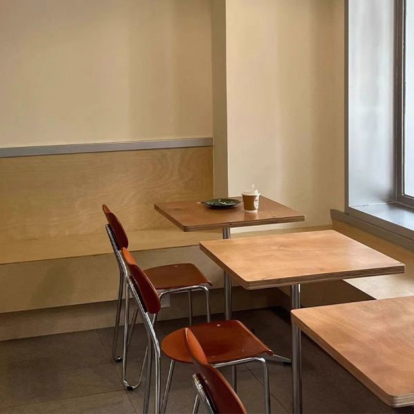 Nordic Style Cafe Tables and Chairs for Milk Tea Shops Internet Celebrity Snack Bars Handcrafted From Iron Art Ocean Board Wood