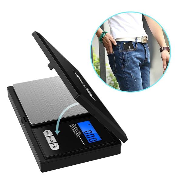 Balance de poche numérique en acier inoxydable ABS de haute précision, précision 0,01 g, mini balance à bijoux, dimensions de la balance 7,6 * 12,8 * 2 cm