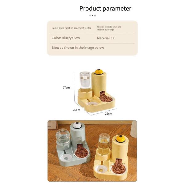 Automatic Cat Feeding Water Feeder Three-in-One Water Dispenser Ceramic Bowl for Cats and Dogs with Bell