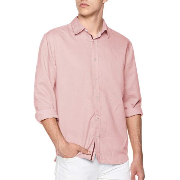4 Seasons Cotton Mens Casual Linen Shirts Lightweight Long Sleeve