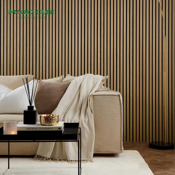 Ceiling High Frequency Wood Slat Acoustic Wall Panels Acupanel With Veneer Surface