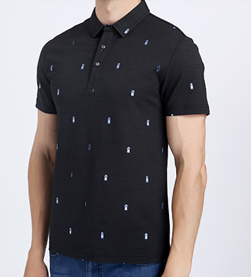 Black Bamboo Cotton Tee Shirts , Custom Printing Golf Polo T Shirts With Pattern