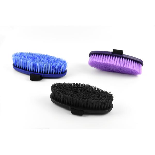 Three Sized Horse Grooming Brushes PP Plastic OEM With Black Ribbon