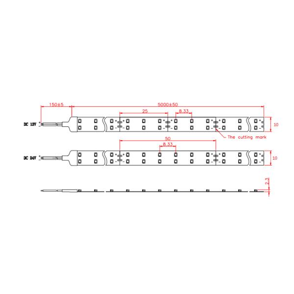 Mètre flexible à deux lignes des bandes 5 du lumen élevé 3528 SMD LED 1200 LED pour d'intérieur