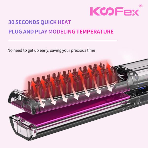 Multipurpose Practical 3 In 1 Straightener Curler Brush 30s Fast Heating