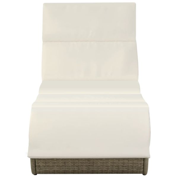New Original Outside Sun Bed Lounger White Cushion Poly Rattan Gray Pool Chaise Lounge