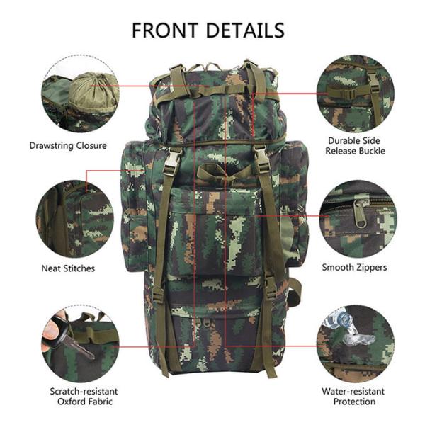 Big Outdoor Tactical Bag / Camouflage Army Military Travel Backpack Oxford With Rain Cover