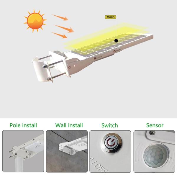High Lumen 7.4V 15W 30w All In One Solar Street Light 6000K Outdoor Solar Street Lamps