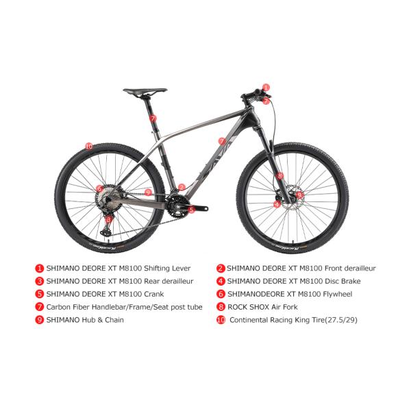 Bici de montaña del adulto SHIMANO DEORE, bici de montaña de la fibra de carbono de 29 pulgadas 2x12s