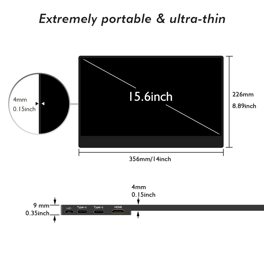 ЖК-игровой 15,6 дюйма 4K портативный сенсорный монитор экрана USB C вход для ПК PS4 Mac Smartphone