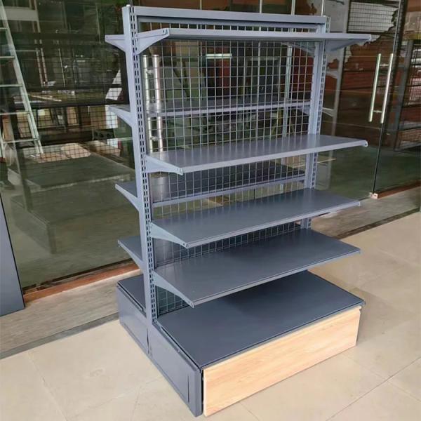 shelves system gondola supermarket equipment steel single side rack for supermarket shop exhibit shelf gondola motor hoist