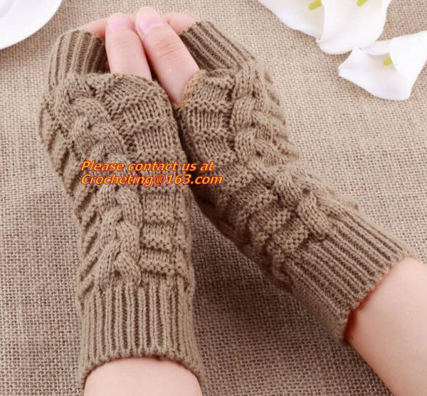 Pineapple Dot Women Knit Warm Winter Gloves Crochet Hand Warmers Computer Mittens