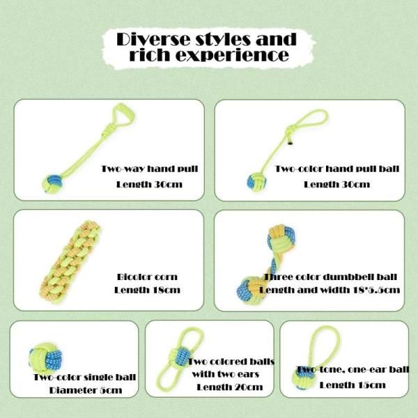 Playing Dog Toys 7PC Set of Braided Rope Toys for Pet Teeth Cleaning and Interactive Fun
