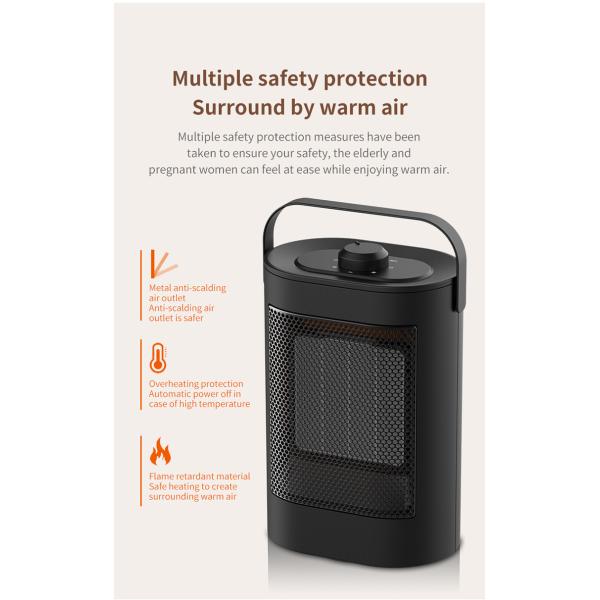 Small Mini Heater Vertical Household Heater ABS Infrared PTC Three Second Heat Heater