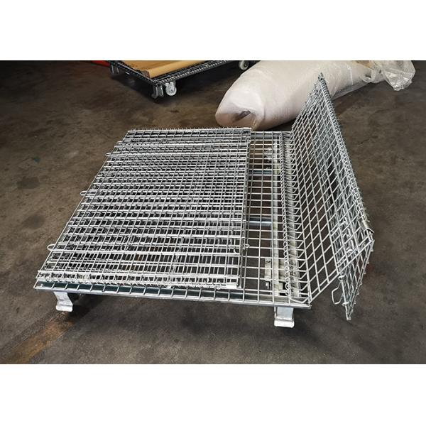 Silvery Cold Steel Foldable Wire Mesh Security Cage For Warehouse Storage