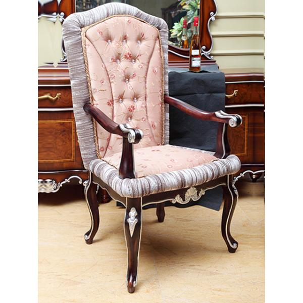 Crystal Buttoning Antique Wooden Throne Chair Retro Imitation Wood Frame Leather Chair