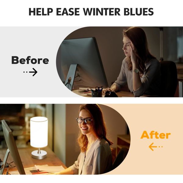 10000 lux SAD Lamp with 2700K-6000K Color Temperature and Remote Control for Light Therapy
