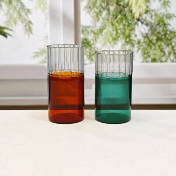 Handmade Two Tone Colored Cocktail Glass Cup Modern Design Borosilicate Glass Tumbler