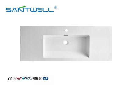 Das bacias artificiais aceitáveis da pedra do OEM SWJ1200 dissipadores limpos fáceis de Matt White Rectangle Shape Semi-Counter