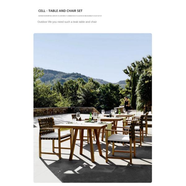 Pastoral Garden Teak Wood Patio Furniture Sets Sun Proof