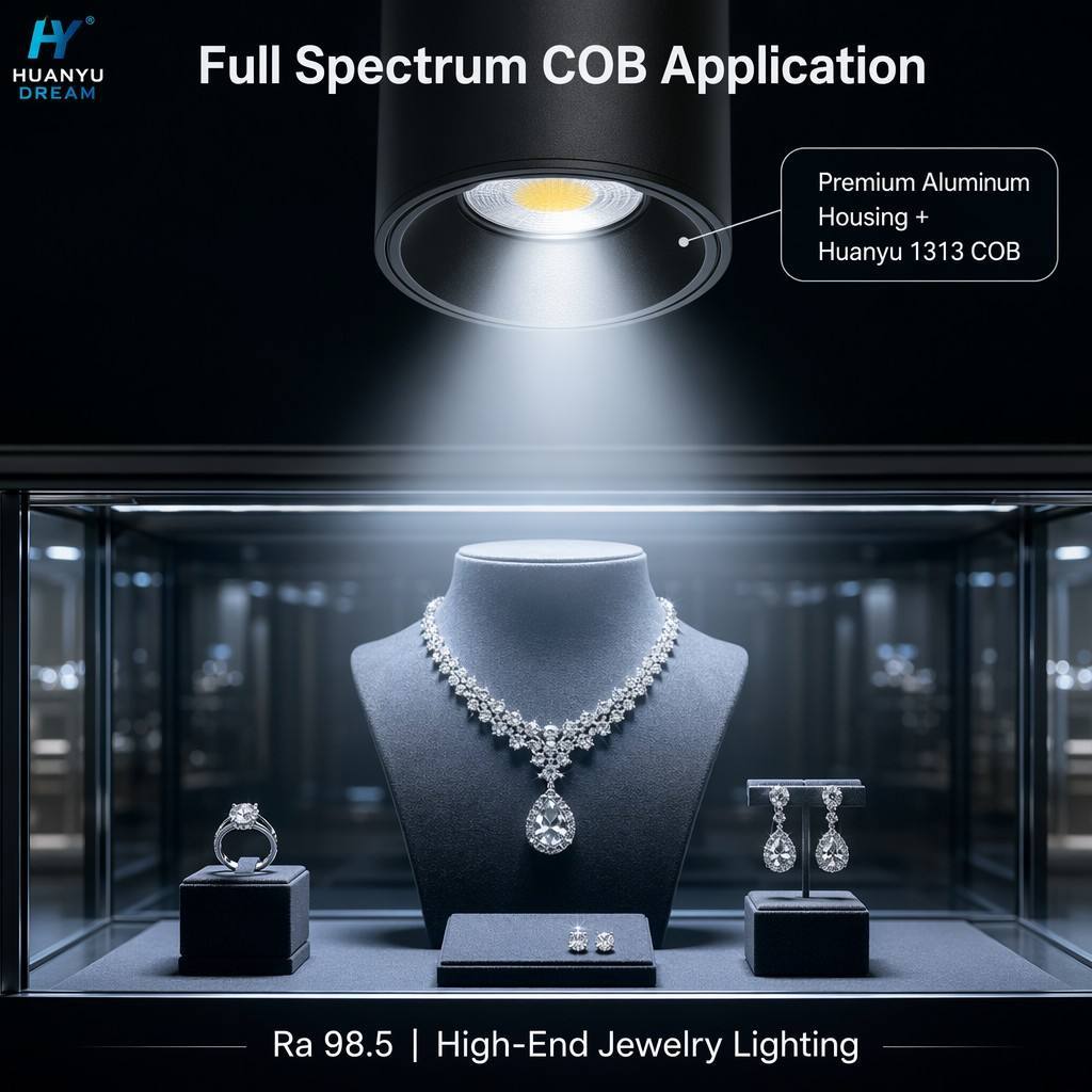 High-Efficacy 100lm/W CRI 98 Full Spectrum COB LED HY-COB-FB - Premium Retail Showcase & Gallery Lighting