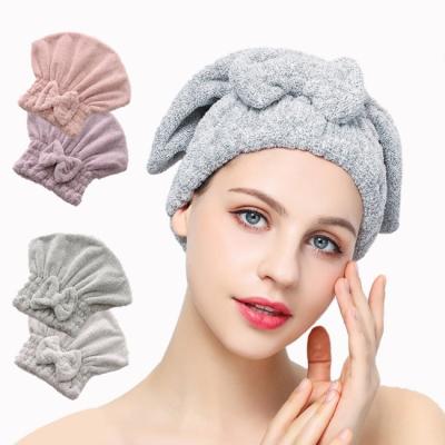 Chapeau de douche en bambou naturel de serviettes de turban de séchage de cheveux de Microfiber