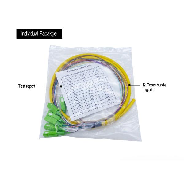 12 желтый цвет PVC 900um 1.5Mts SC APC G652D отрезка провода оптического волокна ядров FTTH