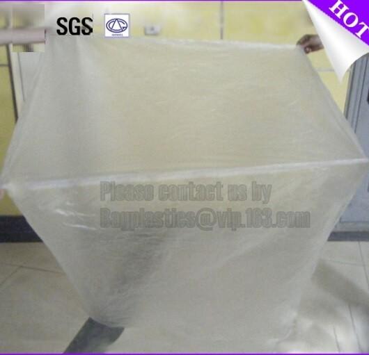 Plastic flat bottom vinyl cover /plastic poly pallet cover, Big square bottom poly pallet cover, huge clear plastic pall