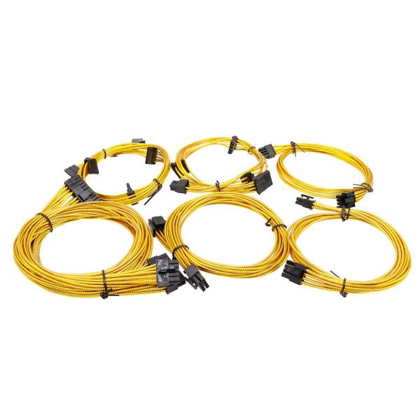 PSU Cable Bright Braided Power Supply Modular Cable Kit 24 Pin 8pin 6pin Length 630mm Gold Pink Blue Sliver Purple Green PVC