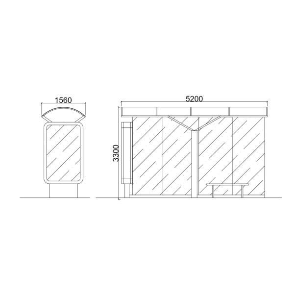 Galvanized 8mm Glass DC24V Bus Stop Waiting Shed